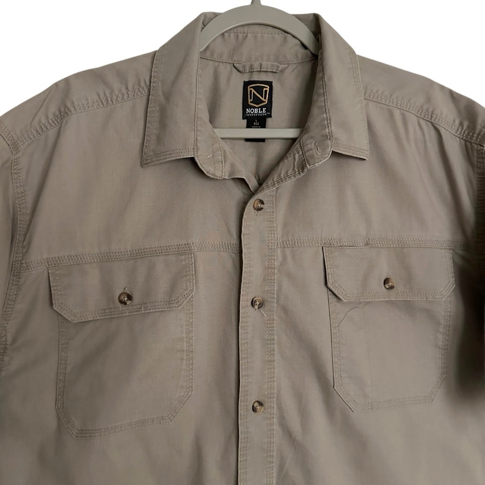 NOBLE Outfitters Men’s Short Sleeve Utility Work‎ Shirt 100% Cotton Khaki Large - Picture 4 of 11
